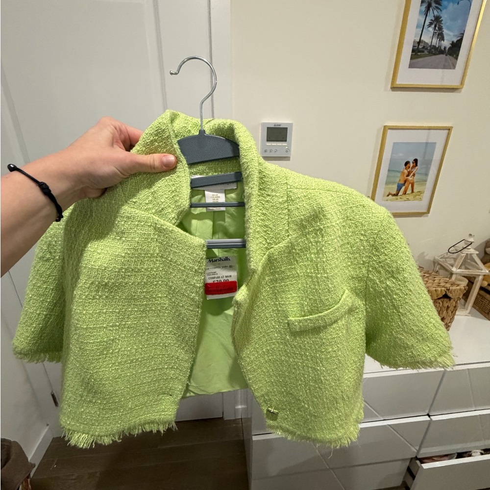 House of Harlow 1960 Neon Green Tweed Blazer